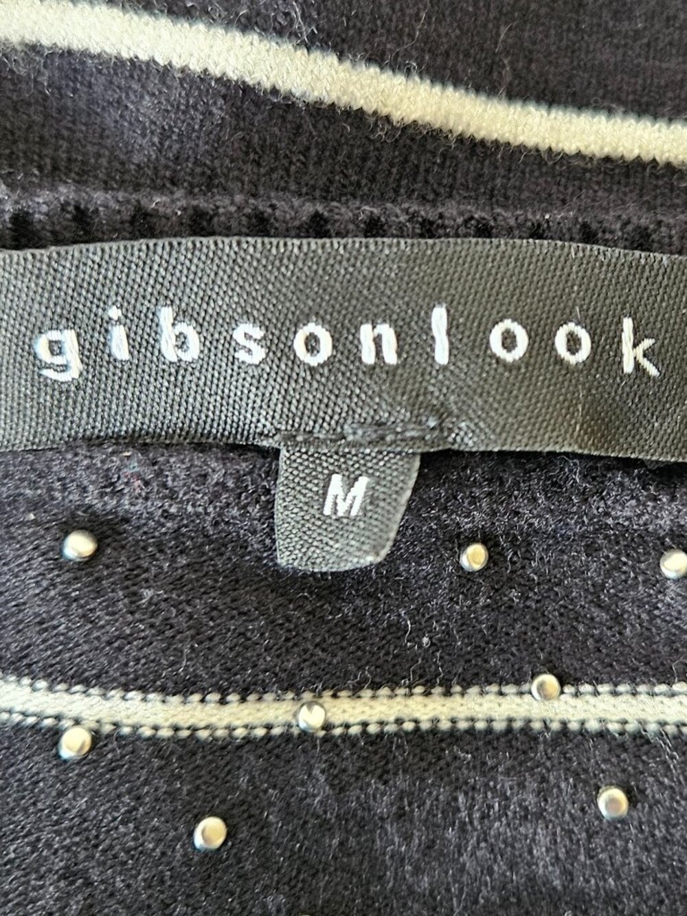 Gibsonlook Pearl Embellished Long Sleeve Striped Sweater - Picture 8 of 9